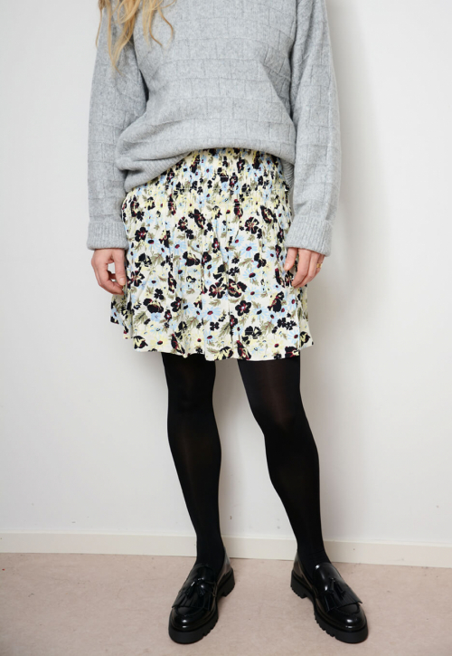 GANNI | Printed Crepe Smock Mini Skirt, Meadow Egret | Skirts -