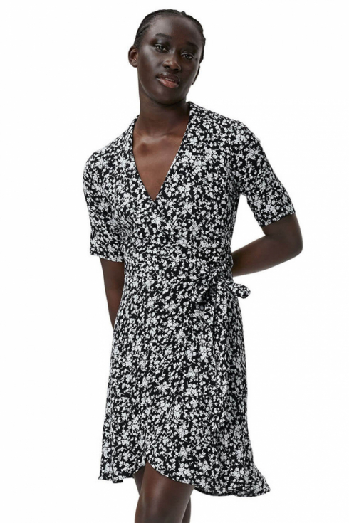 GANNI Printed Crepe Wrap Dress Black Dresses For her E