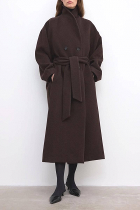 Relaxed wool coat, Chocolate Brown