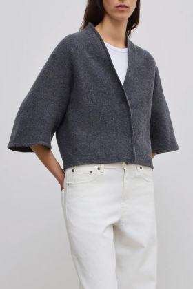 Short wool cardigan, Antracite Grey