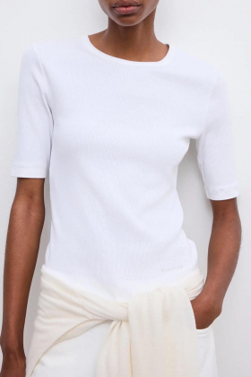 Fitted rib t-shirt, White