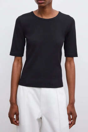Fitted rib t-shirt, Black