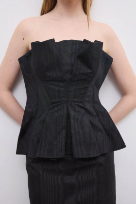 Jacquard pleated top, Black