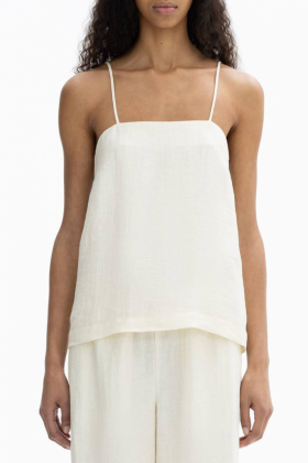 Linen Strap Top, Vanilla White