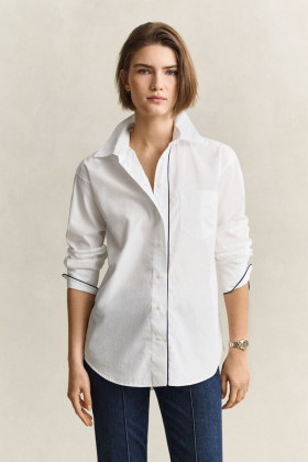Rel classic poplin piping shirt, White