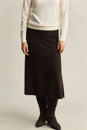 Superfine lambswool skirt, Deep brown