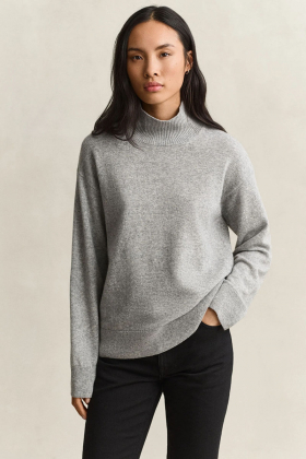 Superfine lambswool mockneck, Grey melange
