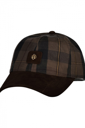 Checked waxed cap, Faded taupe