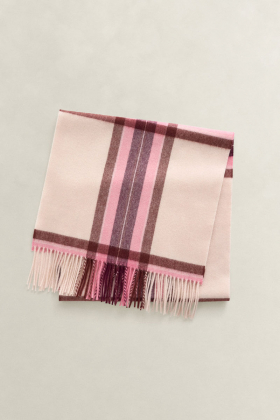 Tartan check wool scarf, Refined pink