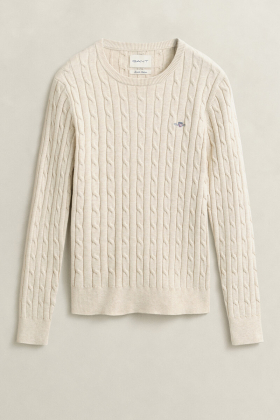 Classic Cable Knit Sweater, Faded Beige