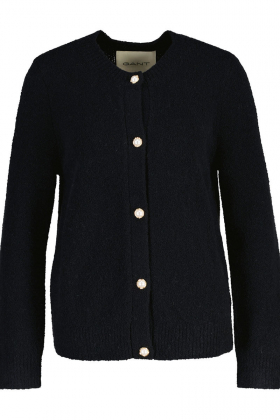 Boucle c-neck cardigan, Black