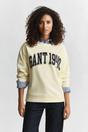 Graphic C-neck sweat, Vanilla Yellow