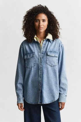 Rel denim pocket ls shirt, Mid Blue Worn In