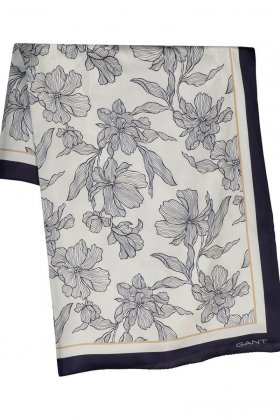 Floral print silk scarf, Evening blue