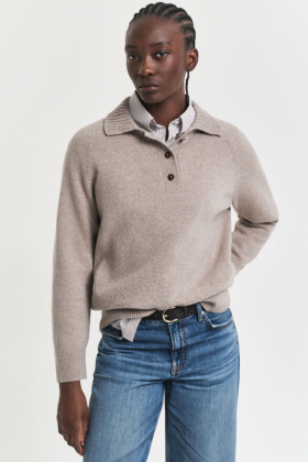 Wool Knit Rugger, Taupe Beige