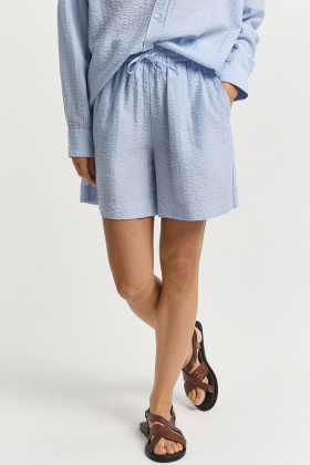 Tonal Striped Seersucker Shorts, Fresh Blue