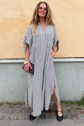 AlexaGO Jo Shirt dress, Creme Navy Stripe