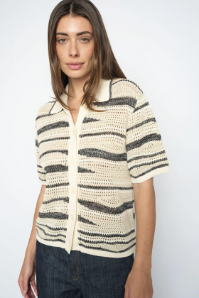 MMUne Wave SS Knit Cardigan, Ecru