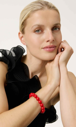 Mini Beads Flex Bracelet, Scarlet red