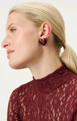 Love Earring, Bordeaux Marble