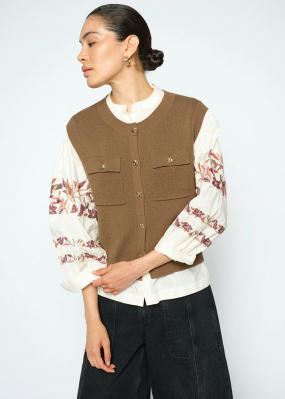 MMAyana Wool Knit Vest, Dark Camel