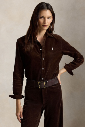 Classic fit cotton corduroy shirt,  Dark brown