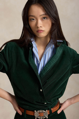 Classic fit cotton corduroy shirt, Dark green