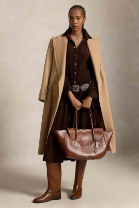 Corduroy a-line shirtdress, Dark brown