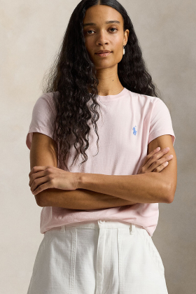 Classic fit cotton jersey crewneck tee, Pink sand