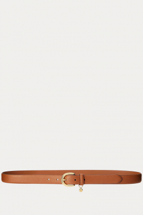 Charm crosshatch leather belt, Lauren tan