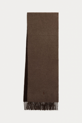 Fringe-Trim Wool Scarf, Nutmeg & Brown Heather