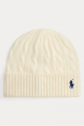 Cable-Knit Wool-Cashmere Beanie, Cream