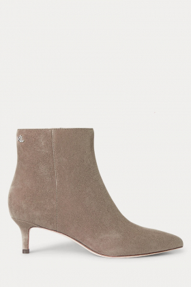 McKay Suede Bootie Heel, Taupe Brown