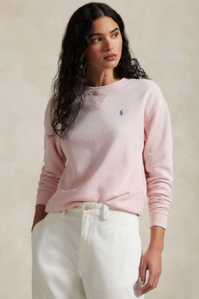Lightweight Fleece Crewneck Pullover, Pink Sand