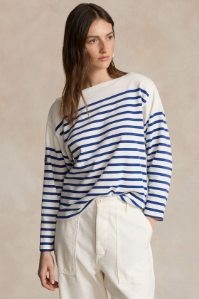 Mariner Tee-Long Sleeve T-shirt, Deckwash White & Sistine Blue