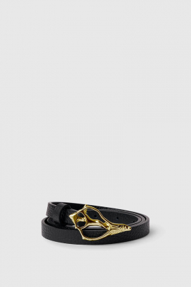 Petit shell pebble belt, black/gold