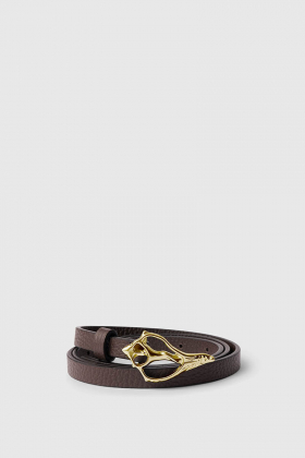 Petit shell pebble belt, brown/gold