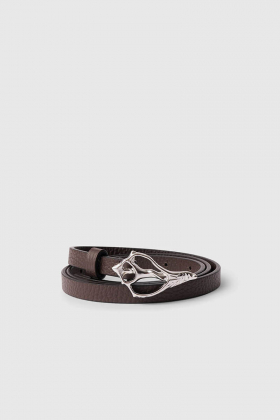 Petit Shell Pebble Belt, Brown & Silver