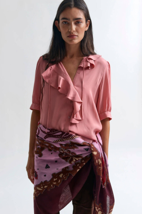 The Xilla flounce blouse, Rock Pink