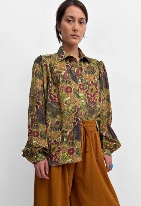Lauren airy prt blouse, Opulent Rose Green