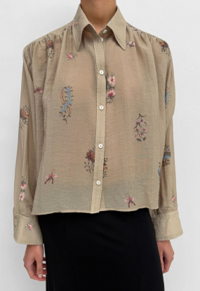 The Taylor pliss� cropped shirt in Duchess, Beige multi