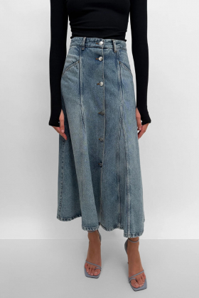 The London Mid-Calf Denim Skirt, Indigo