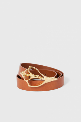 Shell Wide Belt, Brown & Gold