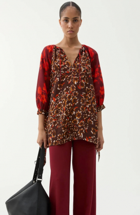 Vida Patchwork blouse, Umber