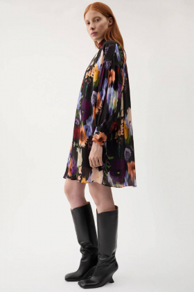 Kelly Garden Crepe Dress, Black