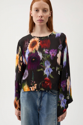 Bimori Garden Crepe Blouse, Black
