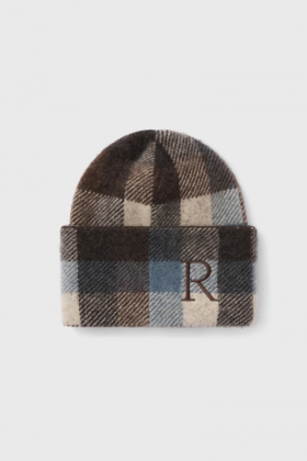 Sendina Check Beanie, Chicory Coffee