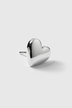 True Love heart Singel Earring, Silver
