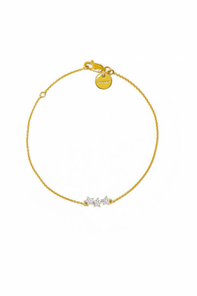 Snap Bracelet Triple Star Stone, Gold Crystal