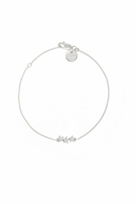 Snap Bracelet Triple Star Stone, Silver Crystal
